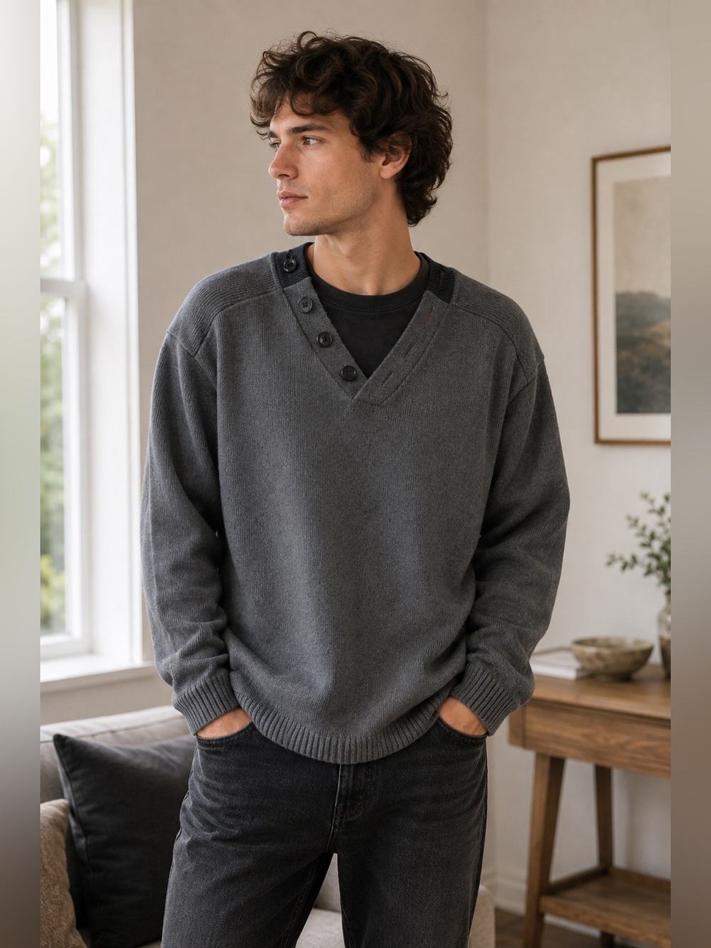 S.Oliver Men's Gray Knit Sweater Size XXL Casual European Fashion Fall Winter